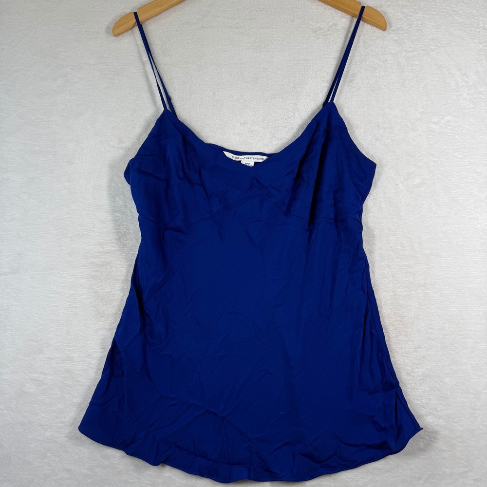 Diane von Furstenberg Womens‎ Size 14 Royal Blue 100% Silk Camisole Tank Top DVF